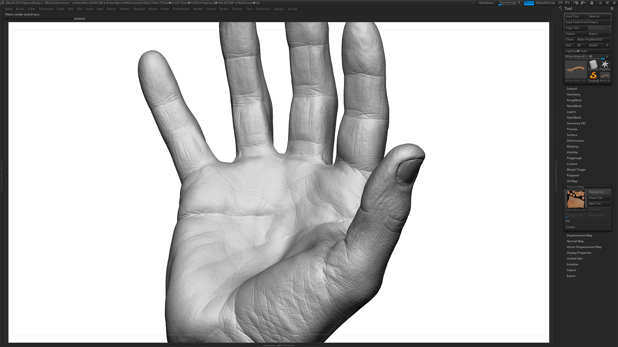 Zbrush sculpted hand model